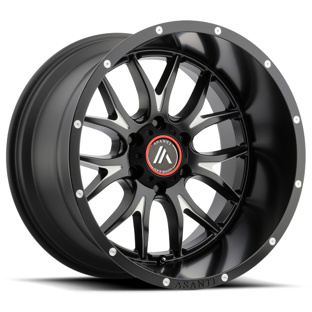 17x8.5 Asanti Off Road Wheels AB807 CARBINE 5x114.3 25 offset 72.56 hub BLACK - AB807-17851225BM