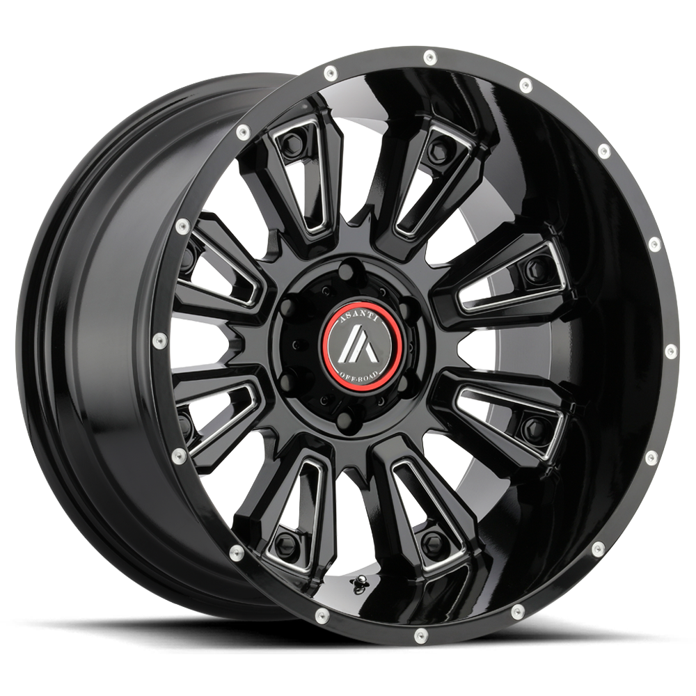 20x9 Asanti Off Road Wheels AB808 BLACKHAWK 6x139.7 18 offset 106.1 hub BLACK - AB808-20906818GB