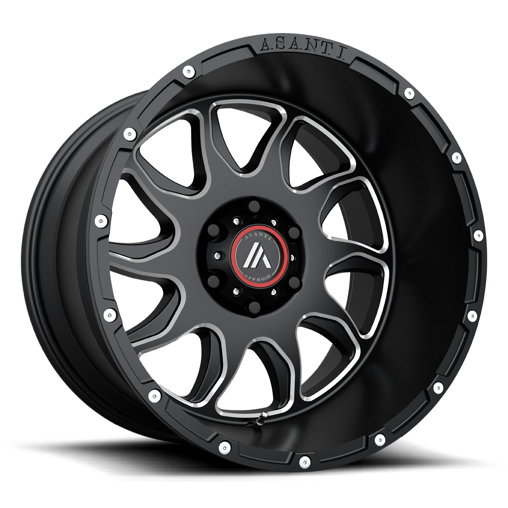 20x12 Asanti Off Road Wheels AB810 BALLISTIC 5x127 -44 offset 72.56 hub BLACK - AB810-20125044NGM
