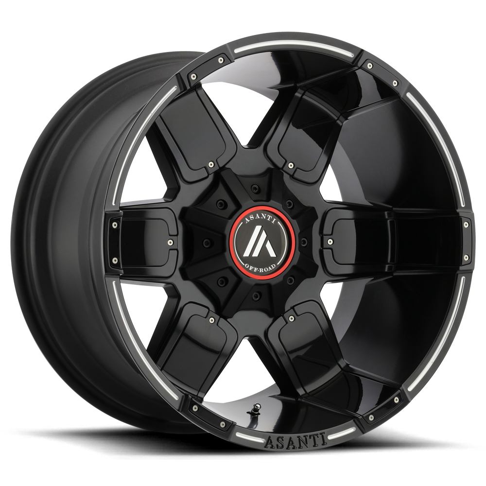 22x12 Asanti Off Road Wheels AB811 WARTHOG 8x165.1 -44 offset 125.1 hub BLACK - AB811-22128044NBM