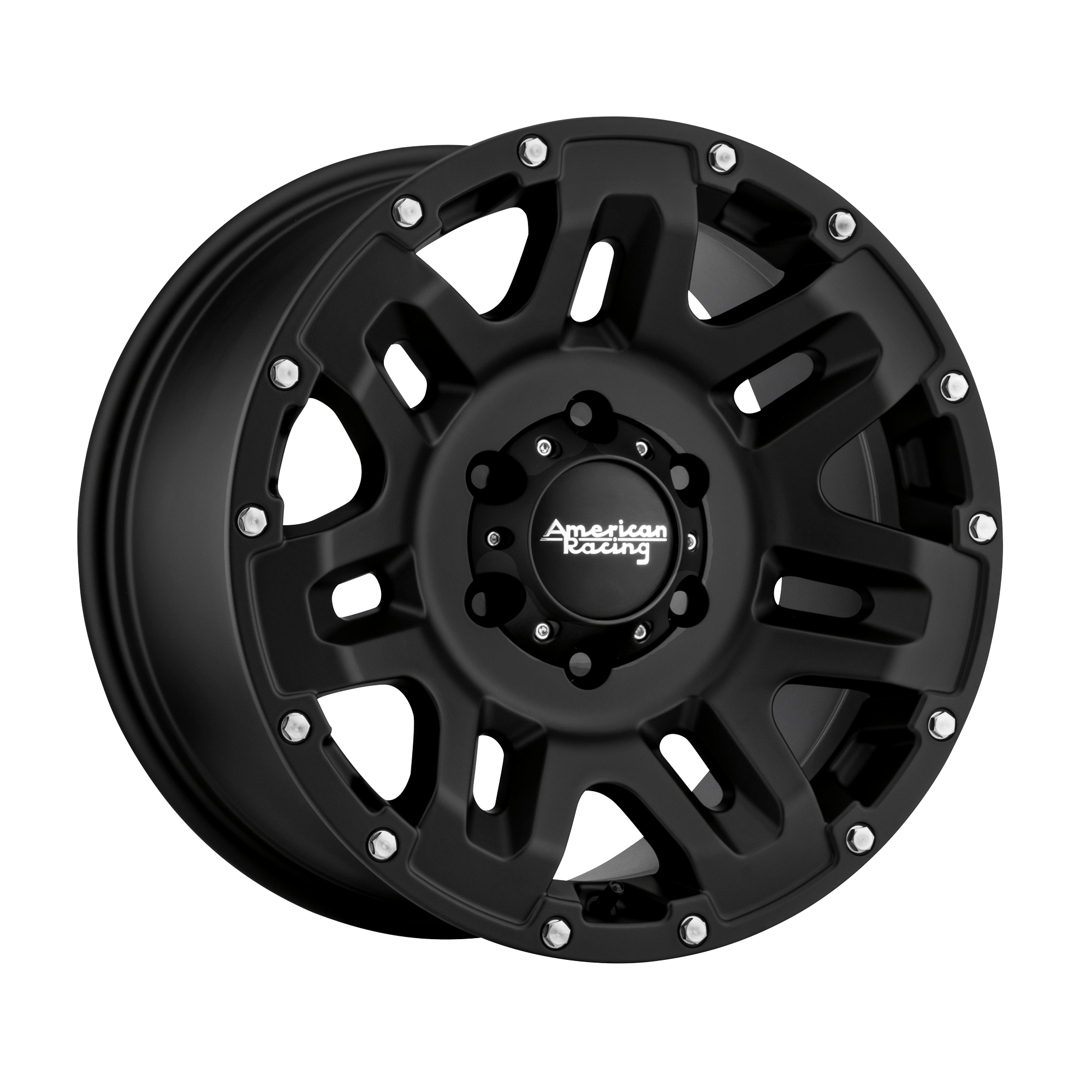 18x8.5 American Racing Wheels AR200 YUKON 8x165.1 15 offset 125.1 hub BLACK - AR20088580715