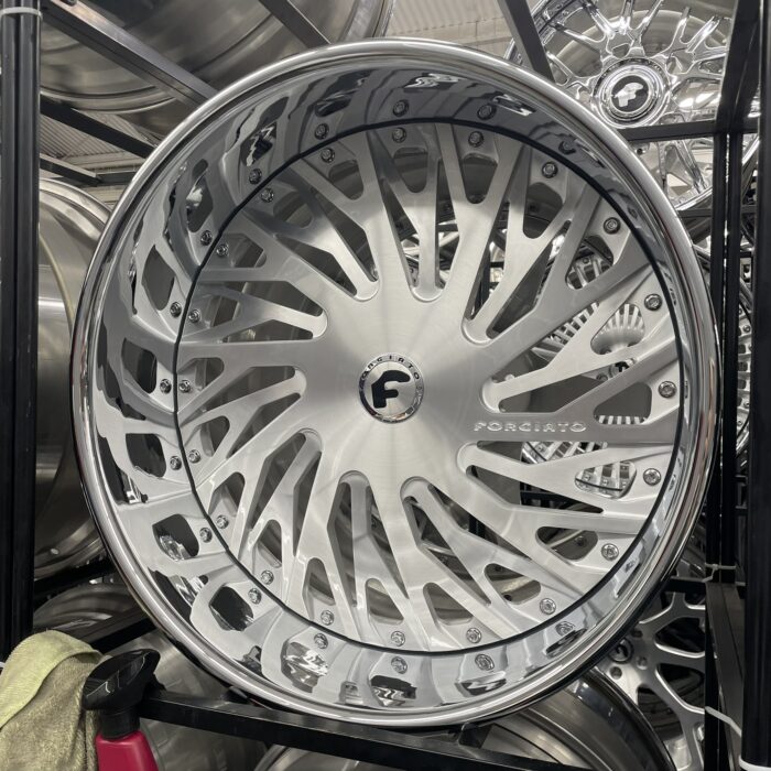 22x9/10 Forgiato Wheels Biaforca Brushed Silver Chrome Lip G Body Cutlass OBS Old School Fitment - 4 Wheels and Tires Package