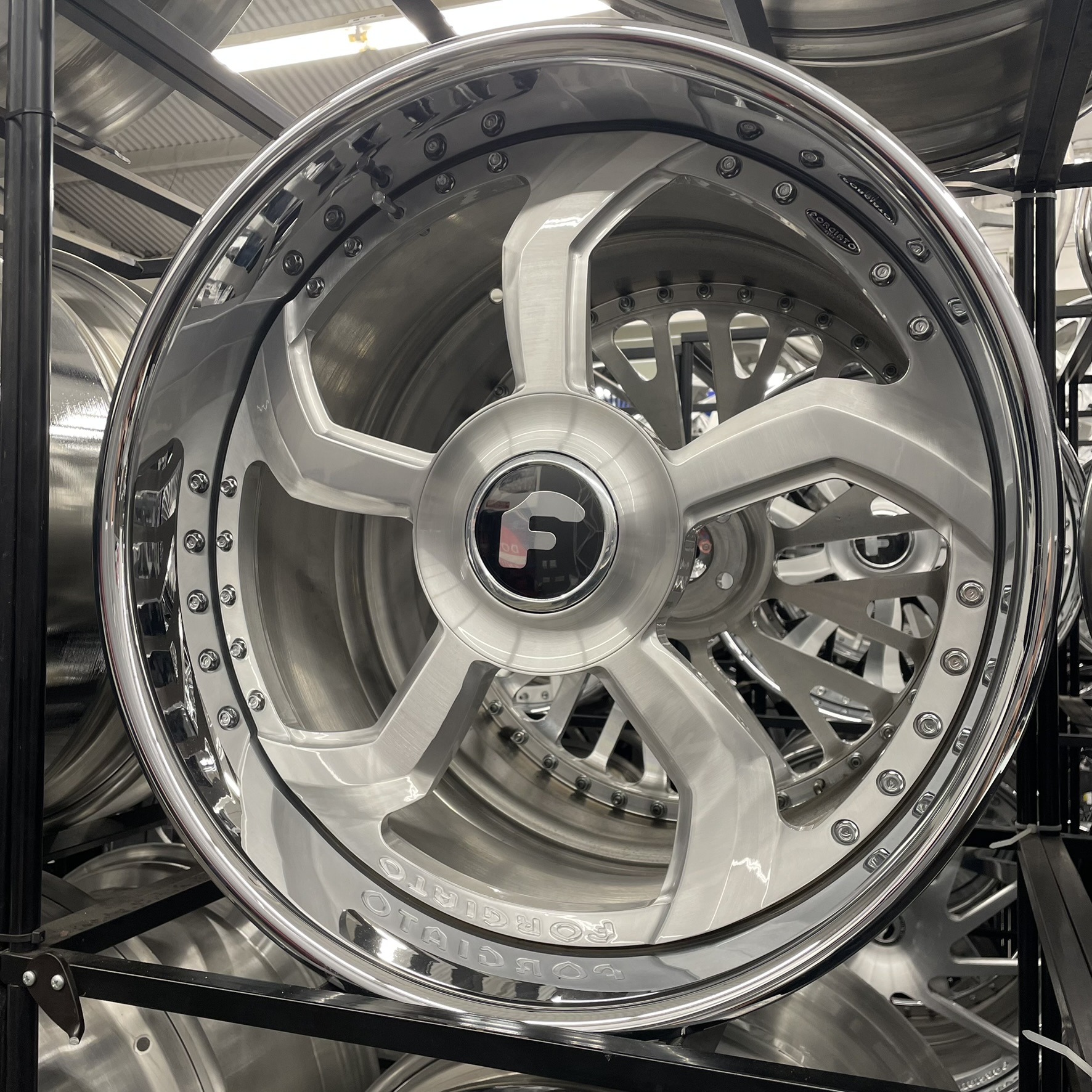22x9/10 Forgiato Wheels Smusatto XL Floater Cap Brushed Silver Chrome Lip G body - Old School fitment 5x120/5x4.75/5x5/5x127 - 4 Wheels and Tires Package