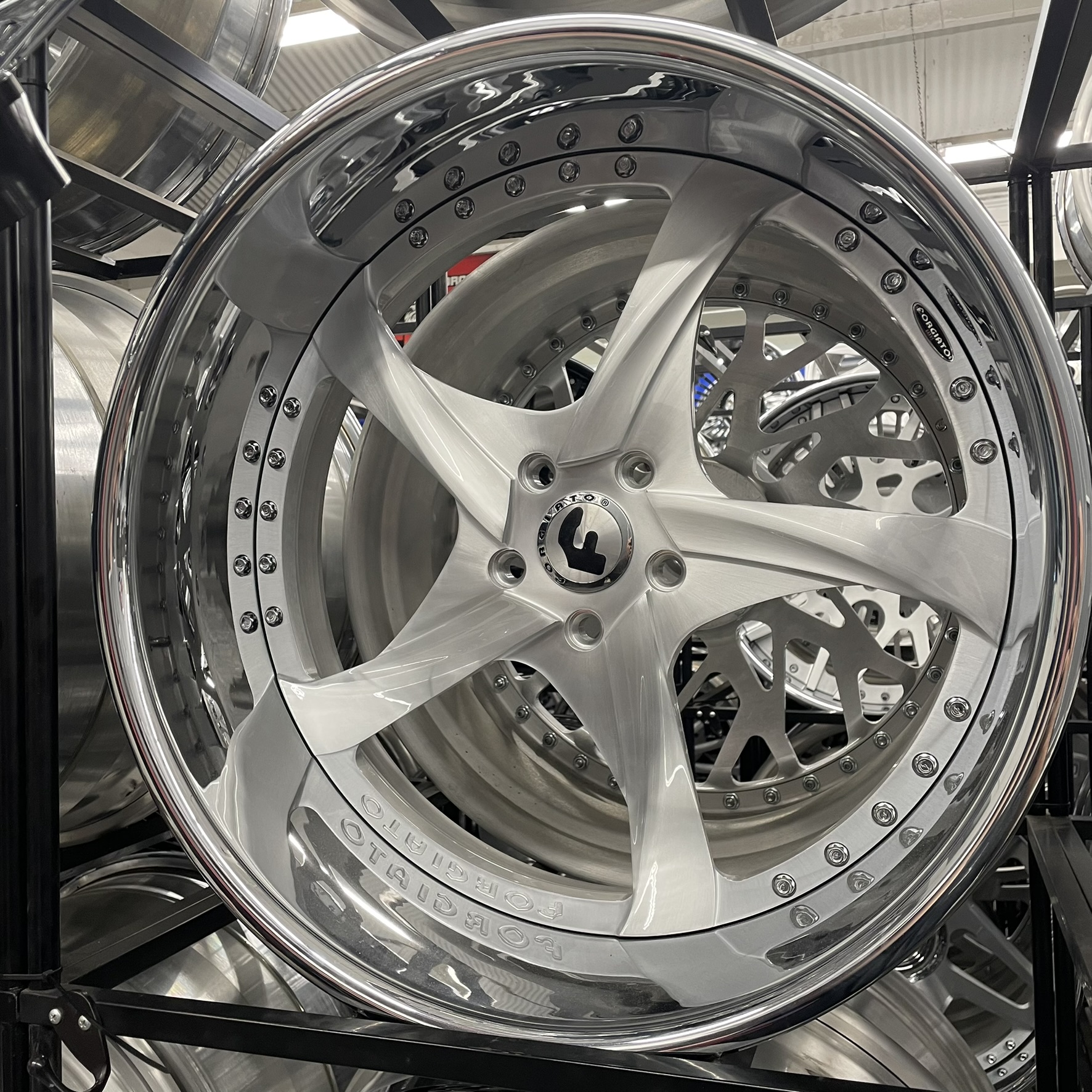 22x9/10 Forgiato Wheels Appuntito Brushed Silver Chrome Lip G body - Old School fitment 5x120/5x4.75/5x5/5x127 - 4 Wheels and Tires Package