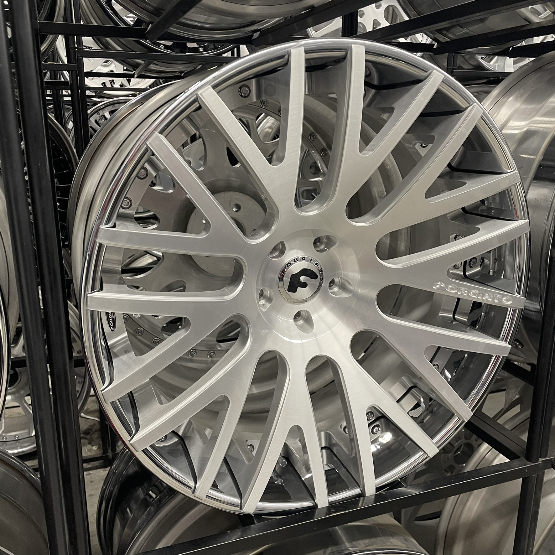 22" Forgiato Wheels S2.05 ECL Brushed Silver Chrome Lip 5x112/5x114.3/5x115/5x120  - 4 Wheels and Tires Package