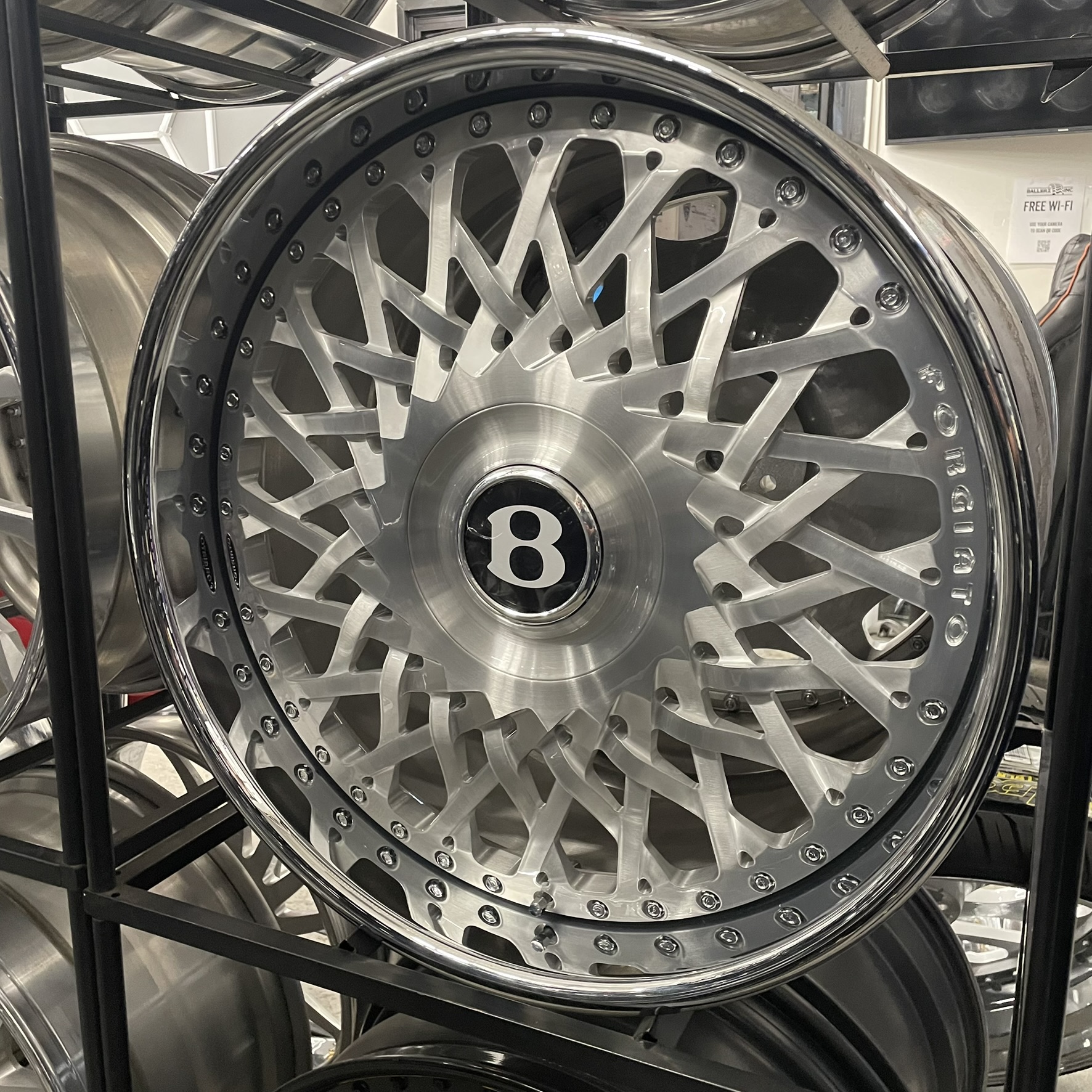 22" Forgiato Wheels Tessutto XL Floater Cap Brushed Silver Chrome Lip 5x112/5x114.3/5x115/5x120  - 4 Wheels and Tires Package