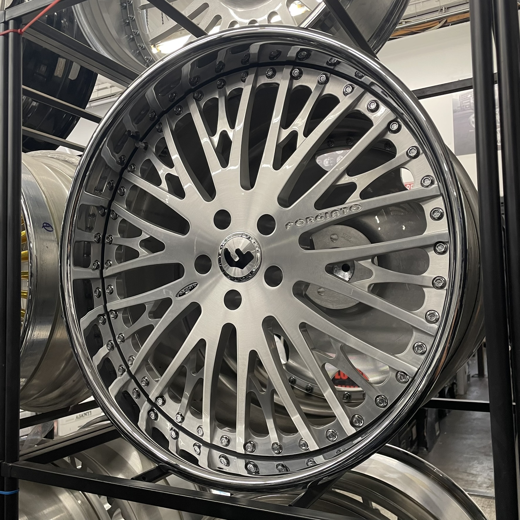 22" Forgiato Wheels Cravatta Brushed Silver Chrome Lip 5x112/5x114.3/5x115/5x120  - 4 Wheels and Tires Package