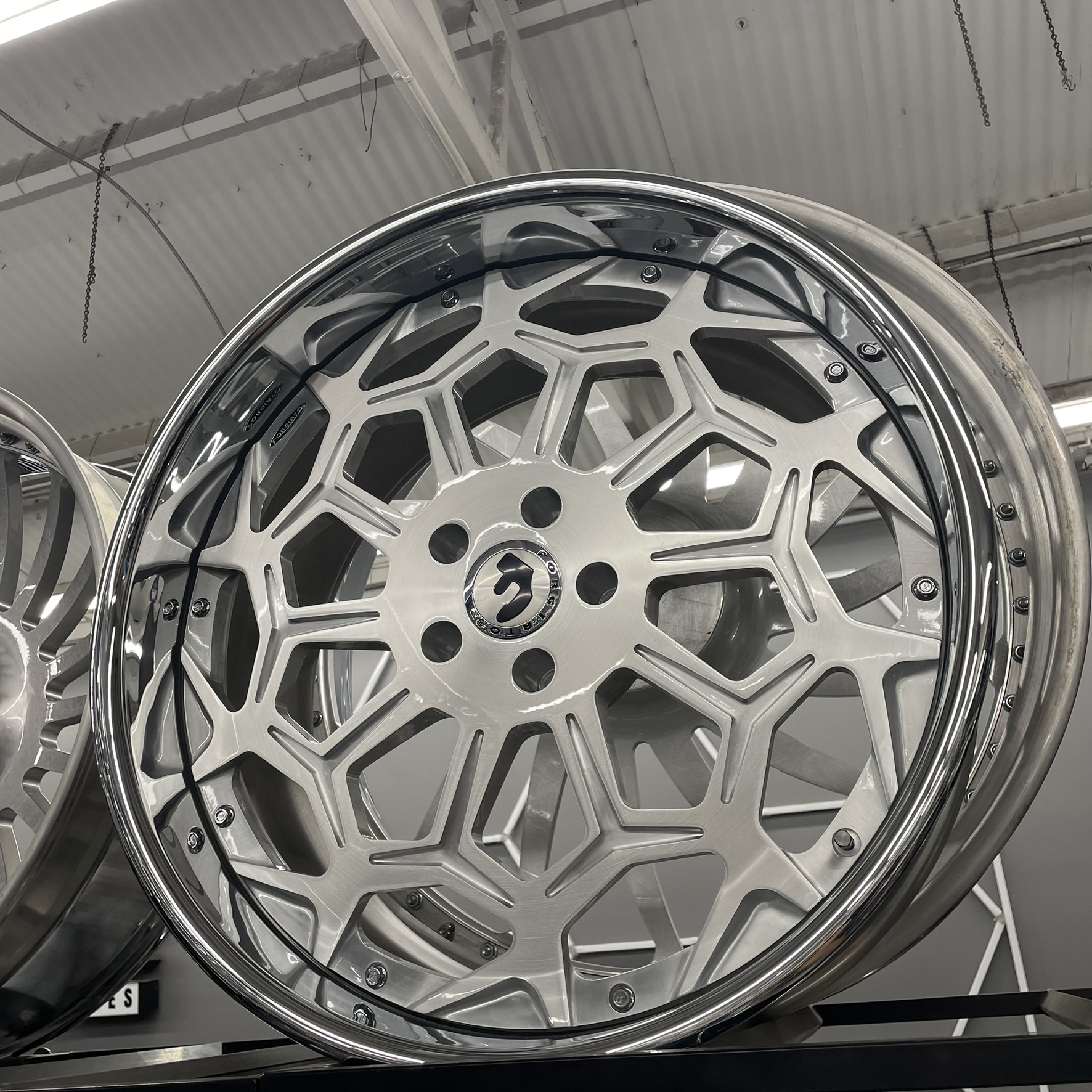 22" Forgiato Wheels Teo Brushed Silver Chrome Lip 5x112/5x114.3/5x115/5x120  - 4 Wheels and Tires Package