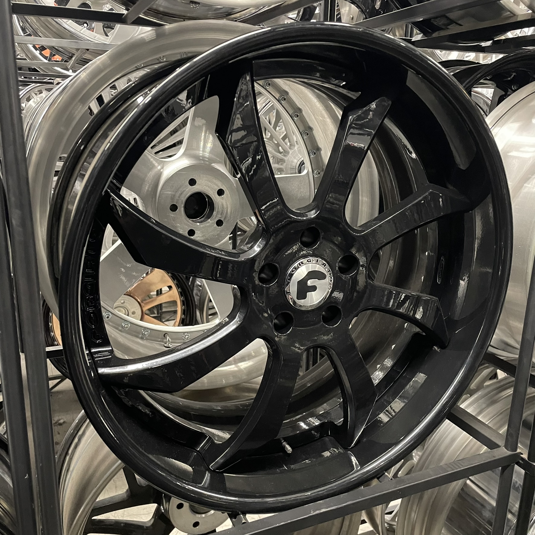 22" Forgiato Wheels Fondare ECL Gloss Black 5x112/5x114.3/5x115/5x120  - 4 Wheels and Tires Package