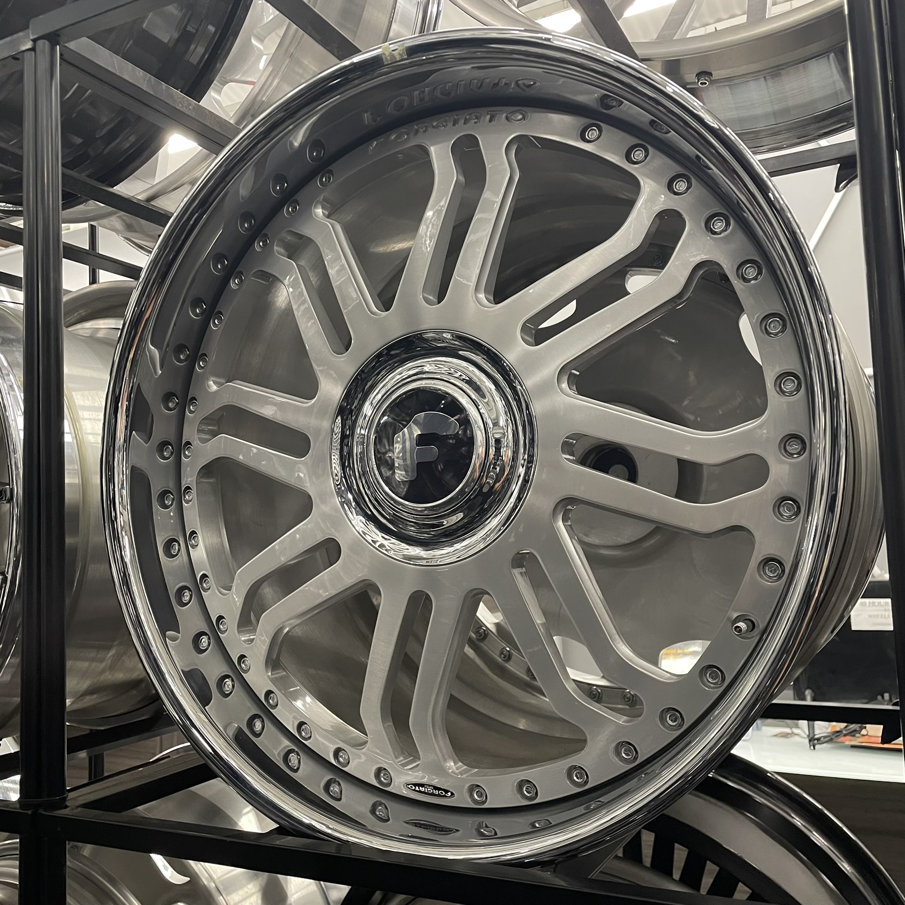 22" Forgiato Wheels Torcere XL Floater Cap Brushed Silver Chrome Lip 5x112/5x114.3/5x115/5x120  - 4 Wheels and Tires Package
