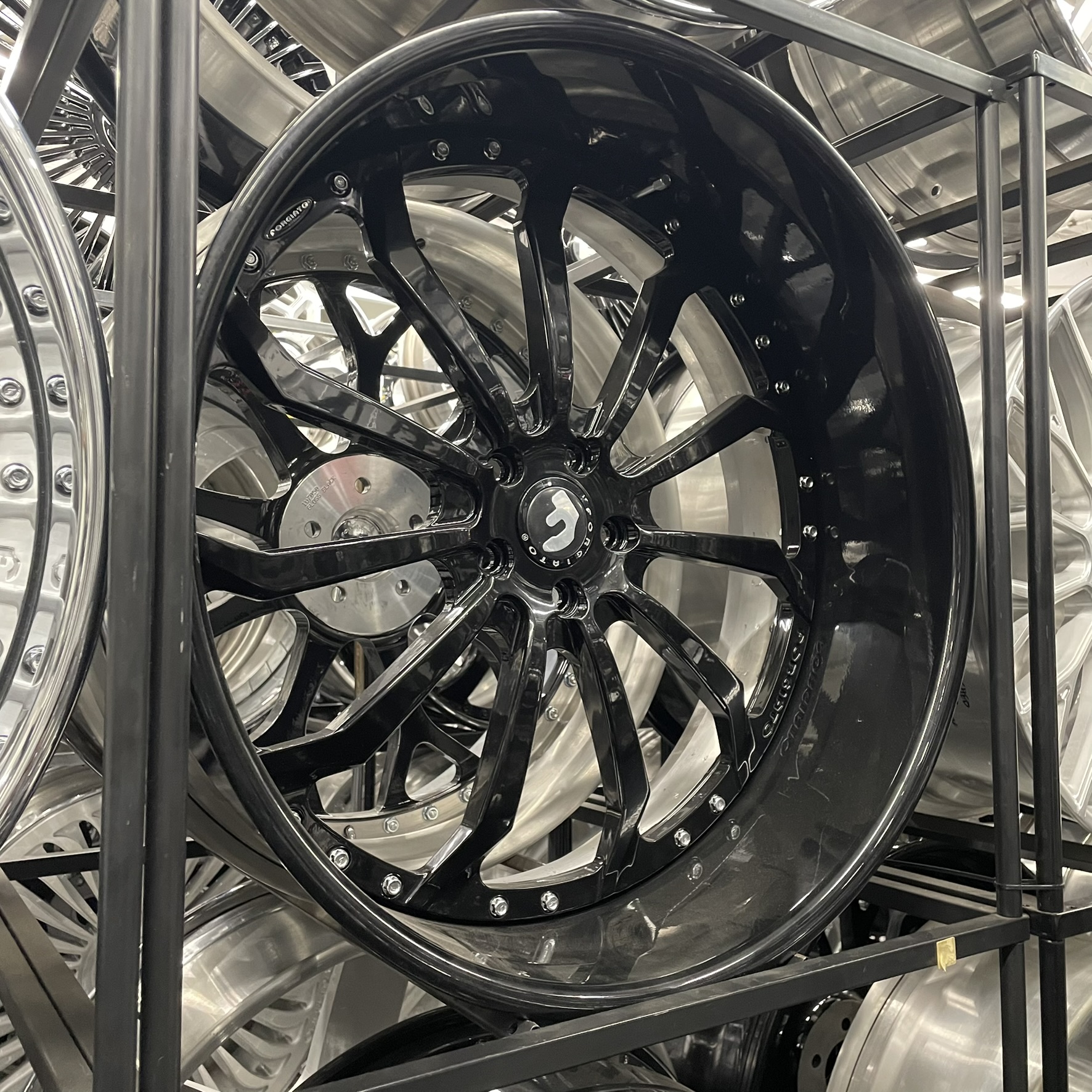 24x9/10 Staggered Forgiato Wheels Niddo Brushed Silver Chrome Lip G body - Old School fitment 5x120/5x4.75/5x5/5x127 - 4 Wheels and Tires Package