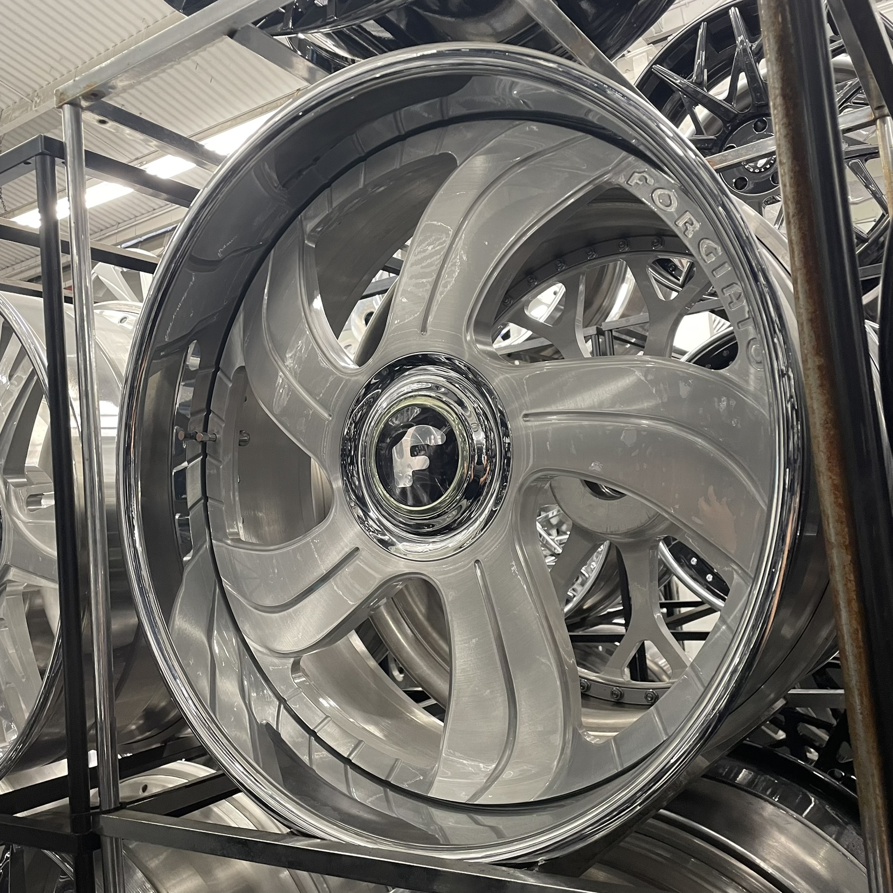 24x9/10 Staggered Forgiato Wheels Drea Gloss Black Chrome Lip G body - Old School fitment 5x120/5x4.75/5x5/5x127 - 4 Wheels and Tires Package