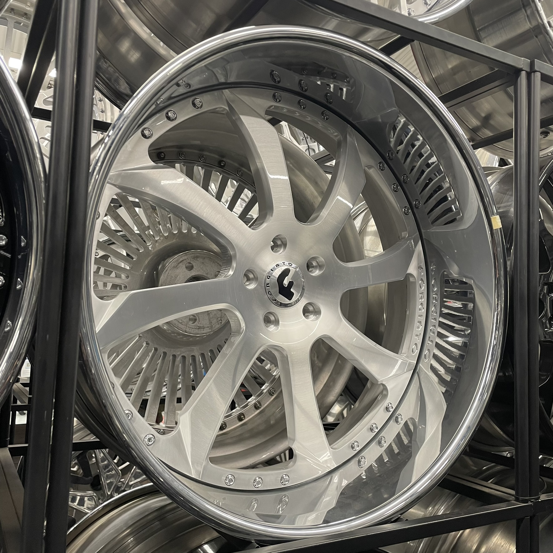 24x9/10 Staggered Forgiato Wheels Fesurri Gloss Black G body - Old School fitment 5x120/5x4.75/5x5/5x127 - 4 Wheels and Tires Package