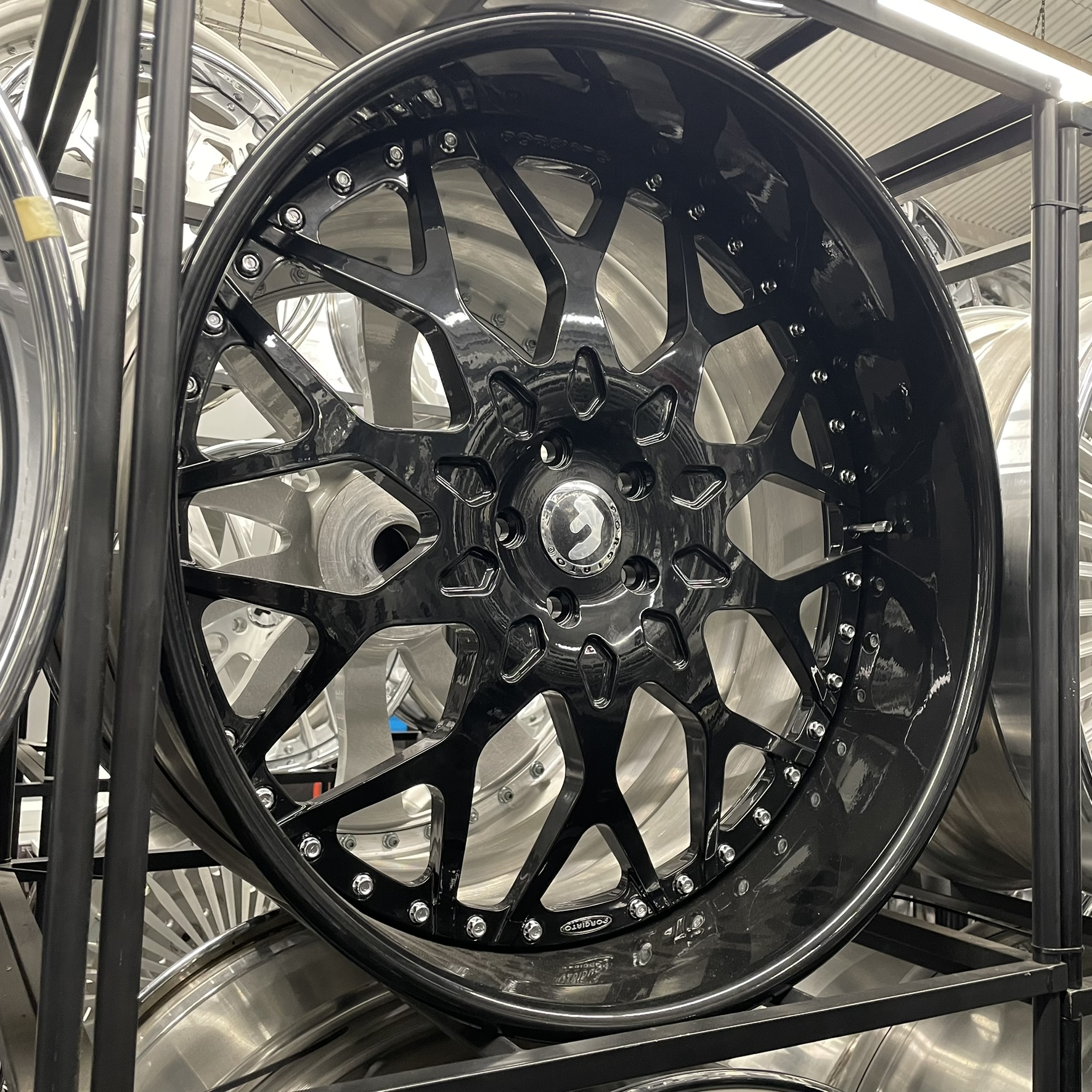 24x9/10 Staggered Forgiato Wheels Fondare Brushed Silver Chrome Lip G body - Old School fitment 5x120/5x4.75/5x5/5x127 - 4 Wheels and Tires Package