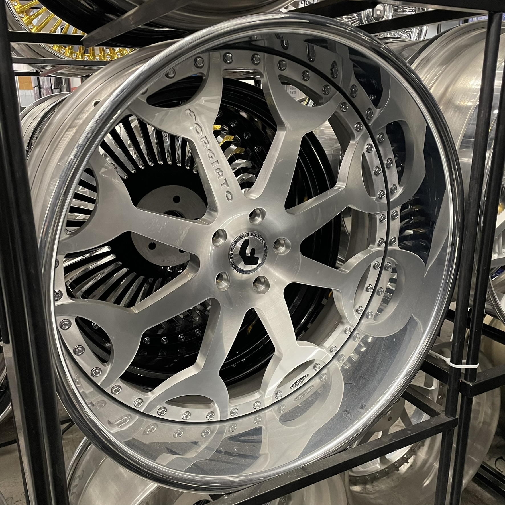 24x9/10 Staggered Forgiato Wheels Parlante Gloss Black G body - Old School fitment 5x120/5x4.75/5x5/5x127 - 4 Wheels and Tires Package
