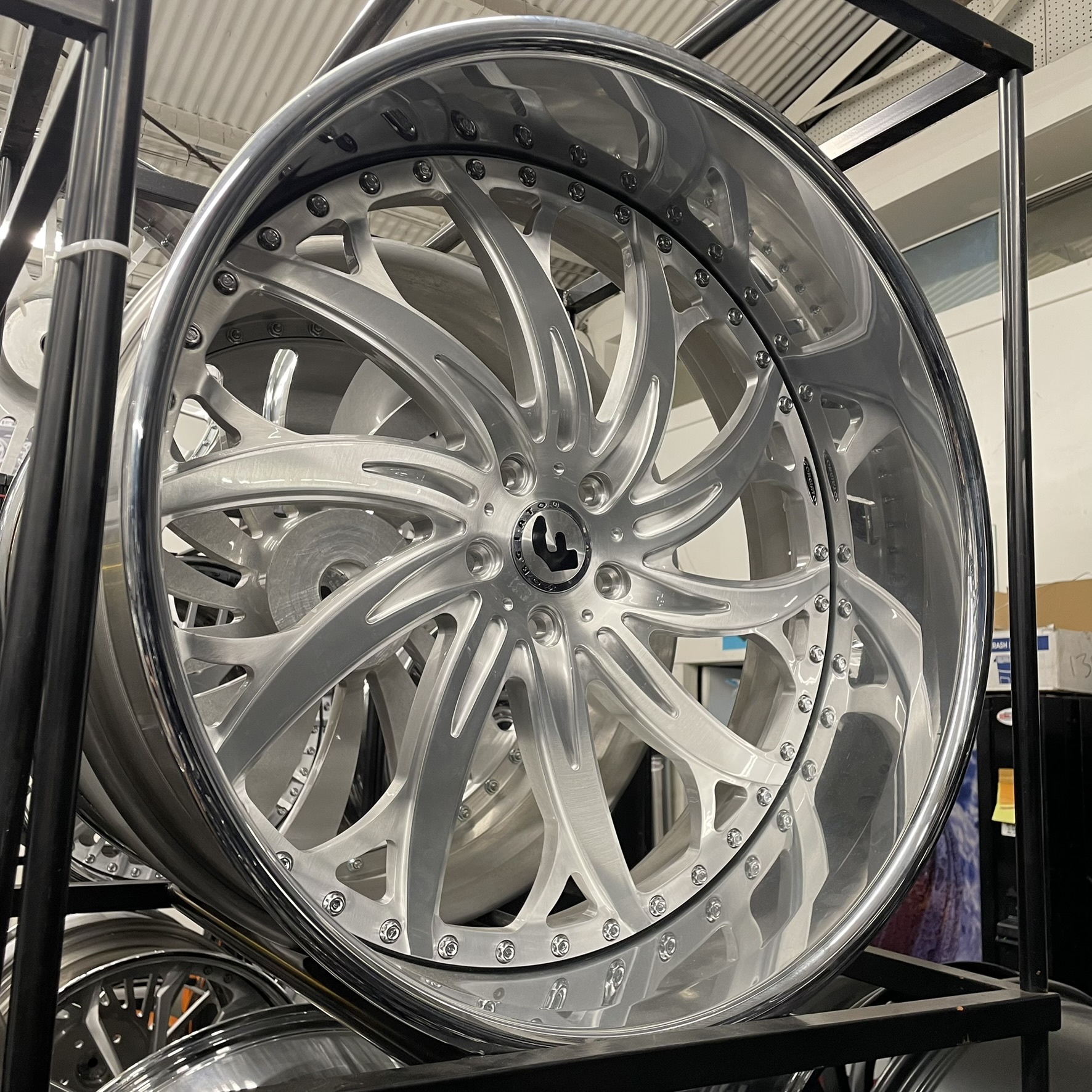 24x9/10 Staggered Forgiato Wheels Torino Gloss Black Chrome Lip G body - Old School fitment 5x120/5x4.75/5x5/5x127 - 4 Wheels and Tires Package