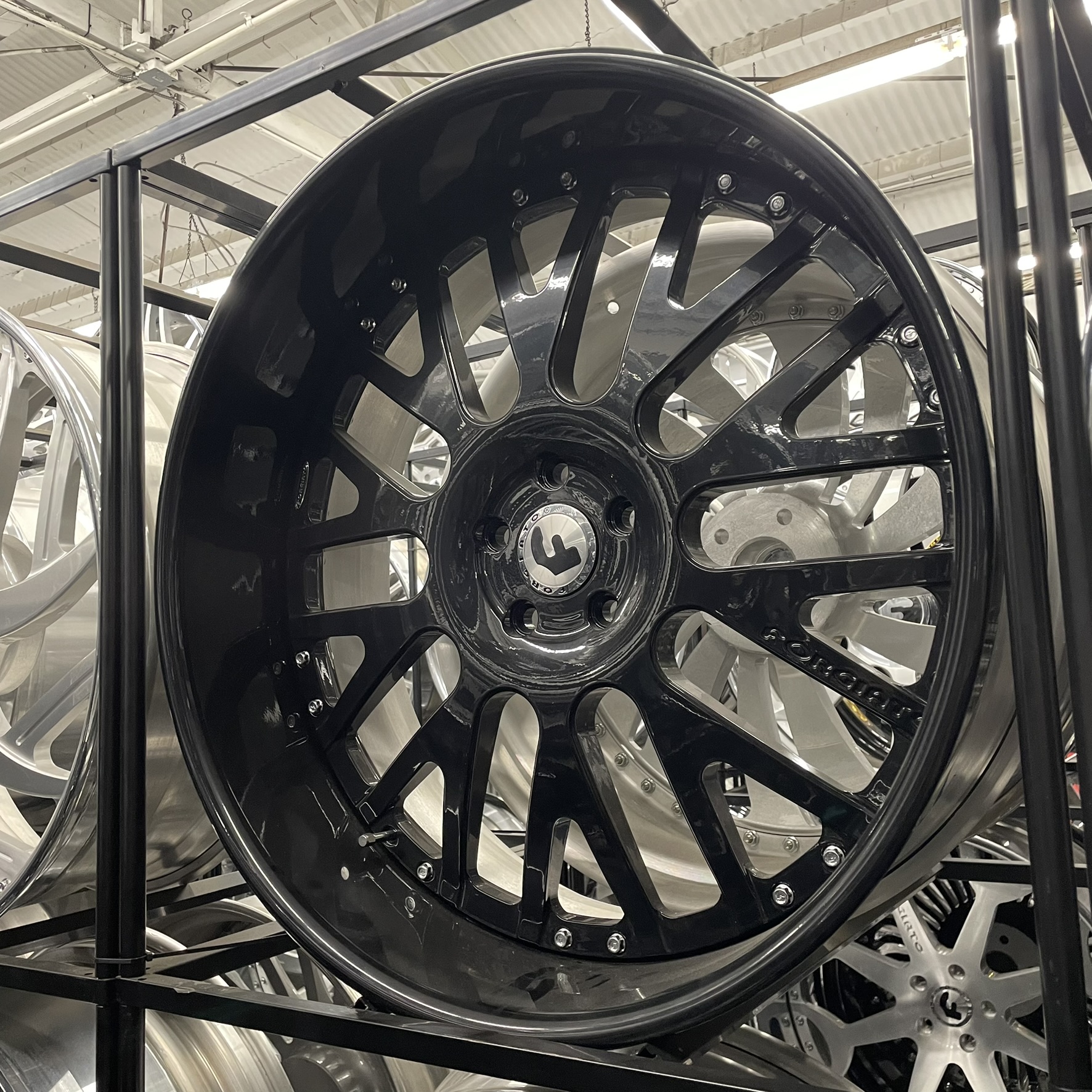 24x9/10 Staggered Forgiato Wheels Ivetto Gloss Black Chrome Lip G body - Old School fitment 5x120/5x4.75/5x5/5x127 - 4 Wheels and Tires Package