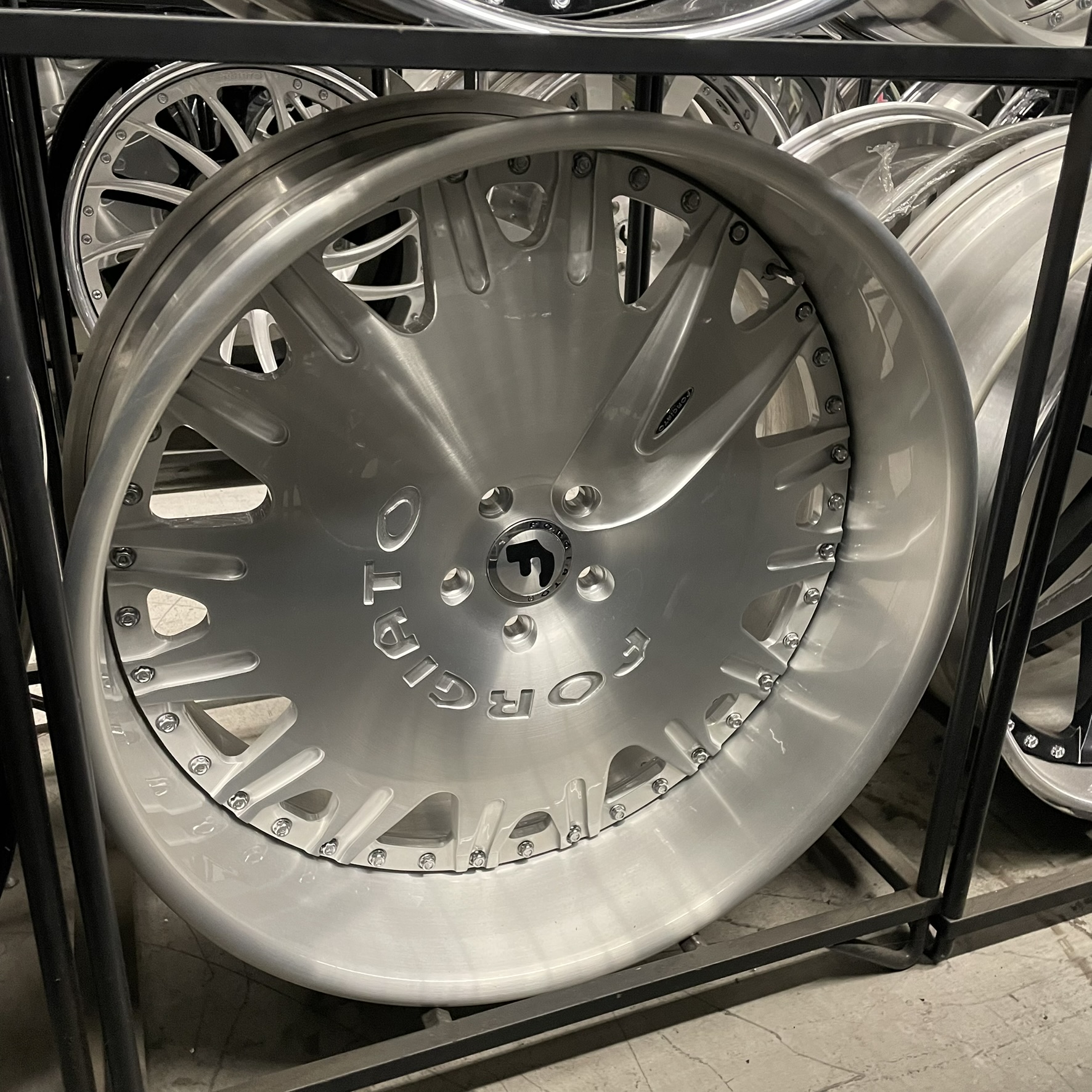 24x9/10 Staggered Forgiato Wheels Cravatta Gloss Black G body - Old School fitment 5x120/5x4.75/5x5/5x127 - 4 Wheels and Tires Package