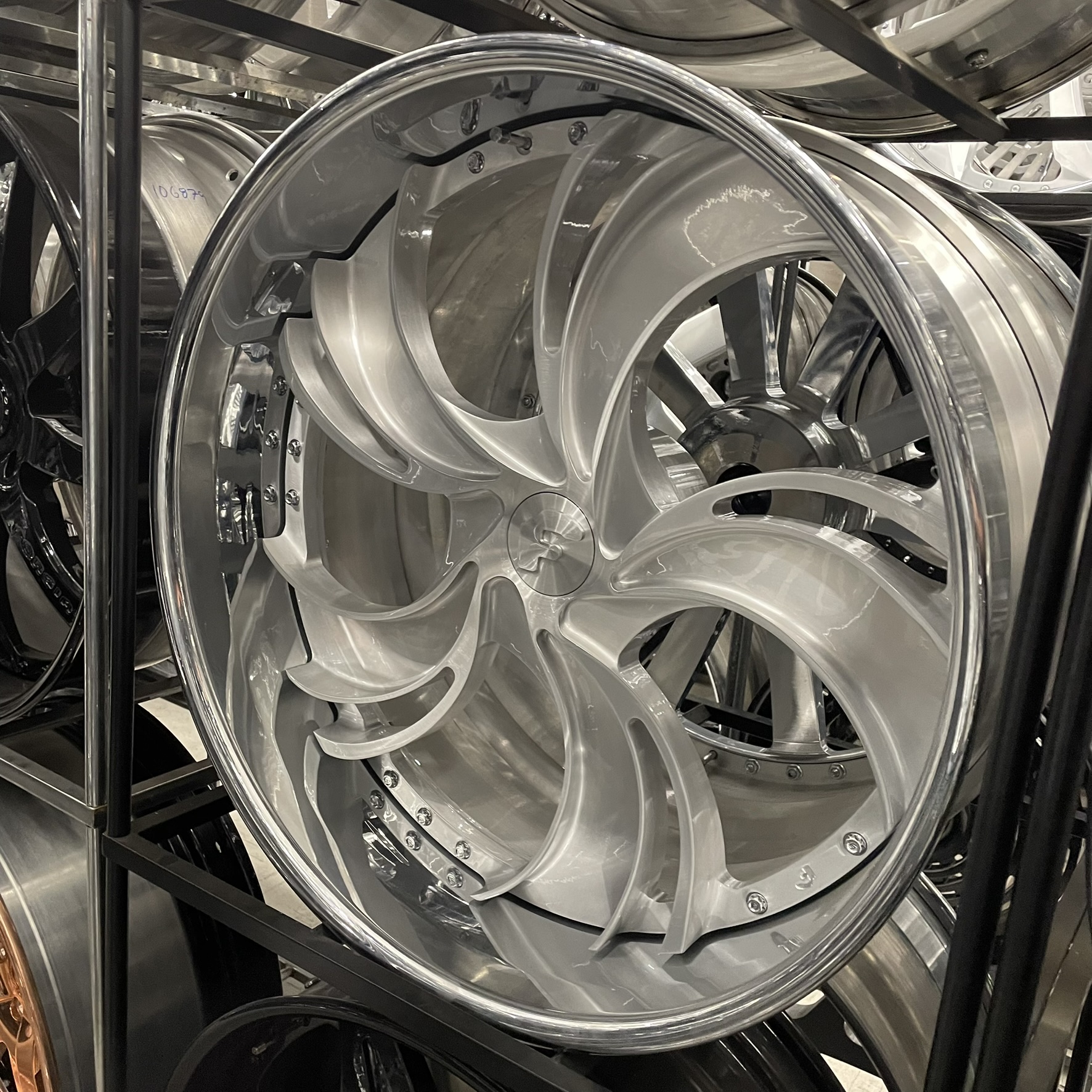 24x9/10 Staggered Forgiato Wheels Ventoso Brushed Silver Chrome Lip G body - Old School fitment 5x120/5x4.75/5x5/5x127 - 4 Wheels and Tires Package