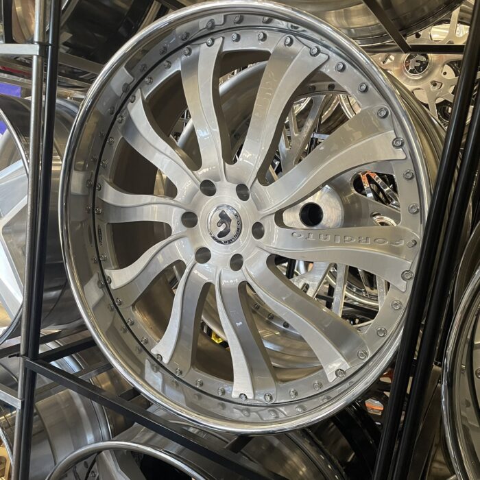 26" Forgiato Wheels Inferno Brushed Silver Chrome Lip - 4 Wheel & Tire Package 6 lug