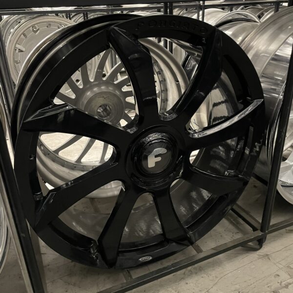 26" Forgiato Wheels Fondare-M XL Floater Cap Gloss Black - 4 Wheel & Tire Package 6 Lug