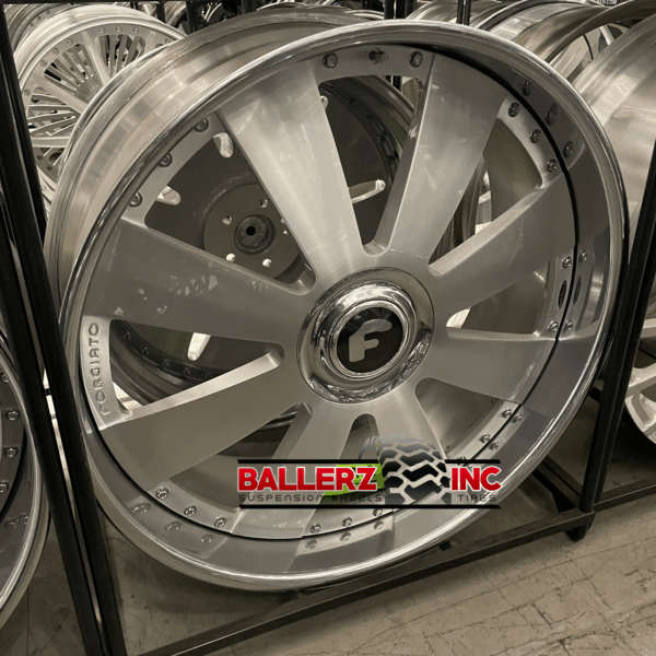 26" Forgiato Wheels Otto XL Floater Cap Brushed Silver Chrome Lip - 4 Wheel & Tire Package 6 lug