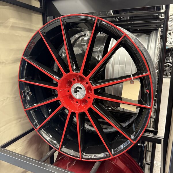 22x9/10 Forgiato Wheels Flow 002 Custom 2-tone Paint Black/Red 4 Wheels Tires Package 5x112 5x114.3 5x120 5x115