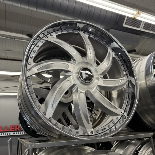 28" Forgiato Wheels Azioni Brushed Silver Chrome Lip XL Floater Cap 6x135/6x139.7 - 4 Wheel & Tire Package