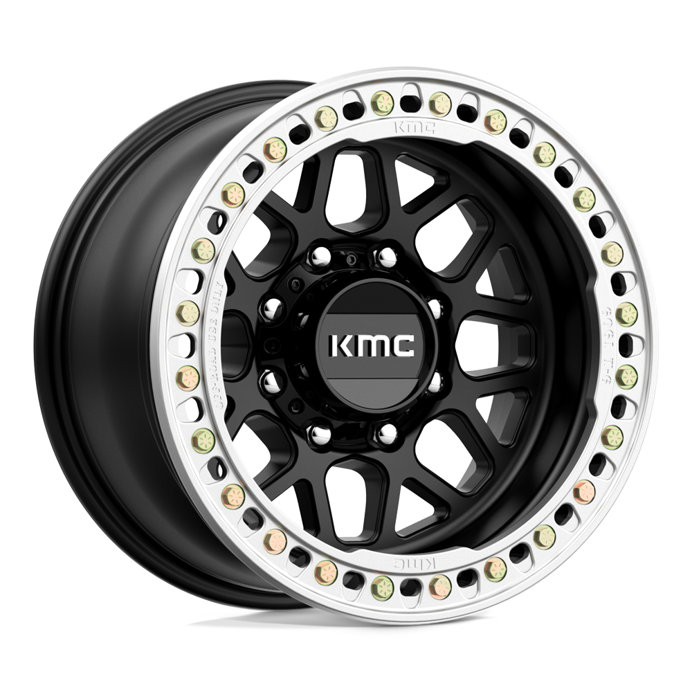 17x9 KMC Wheels KM235 GRENADE CRAWL BEADLOCK 8x165.1 -38 offset 125.1 hub BLACK - KM23579080738N