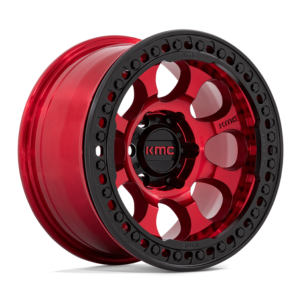 17x9 KMC Wheels KM237 RIOT BEADLOCK 5x127 -12 offset 71.5 hub RED - KM237QB17905012N