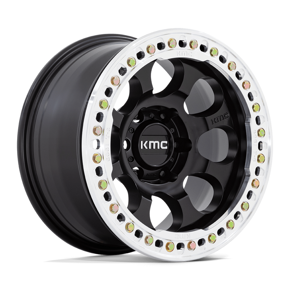 17x8.5 KMC Wheels KM237 RIOT BEADLOCK 5x127 0 offset 71.5 hub BLACK - KM237MD17855000