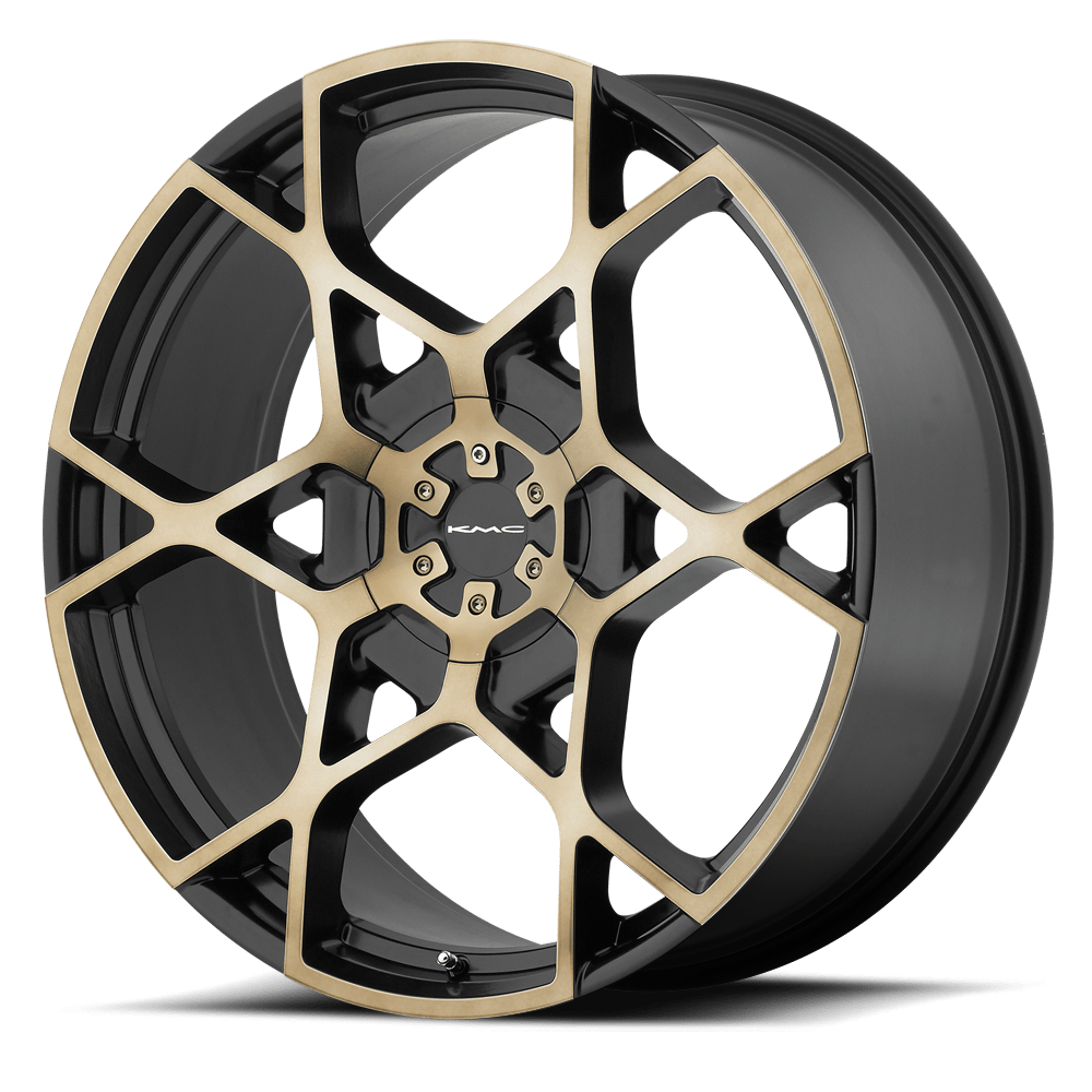 22x9 KMC Wheels KM695 CROSSHAIR 5x115/5x120 15 offset 74.1 hub MACHINED - KM69522920915