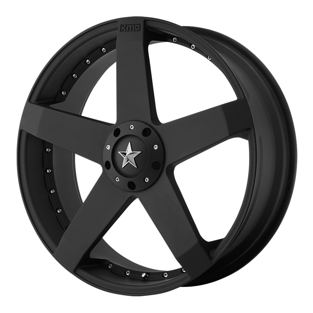 17x7.5 KMC Wheels KM775 ROCKSTAR CAR 5x105/5x114.3 42 offset 72.6 hub BLACK - KM77577524742