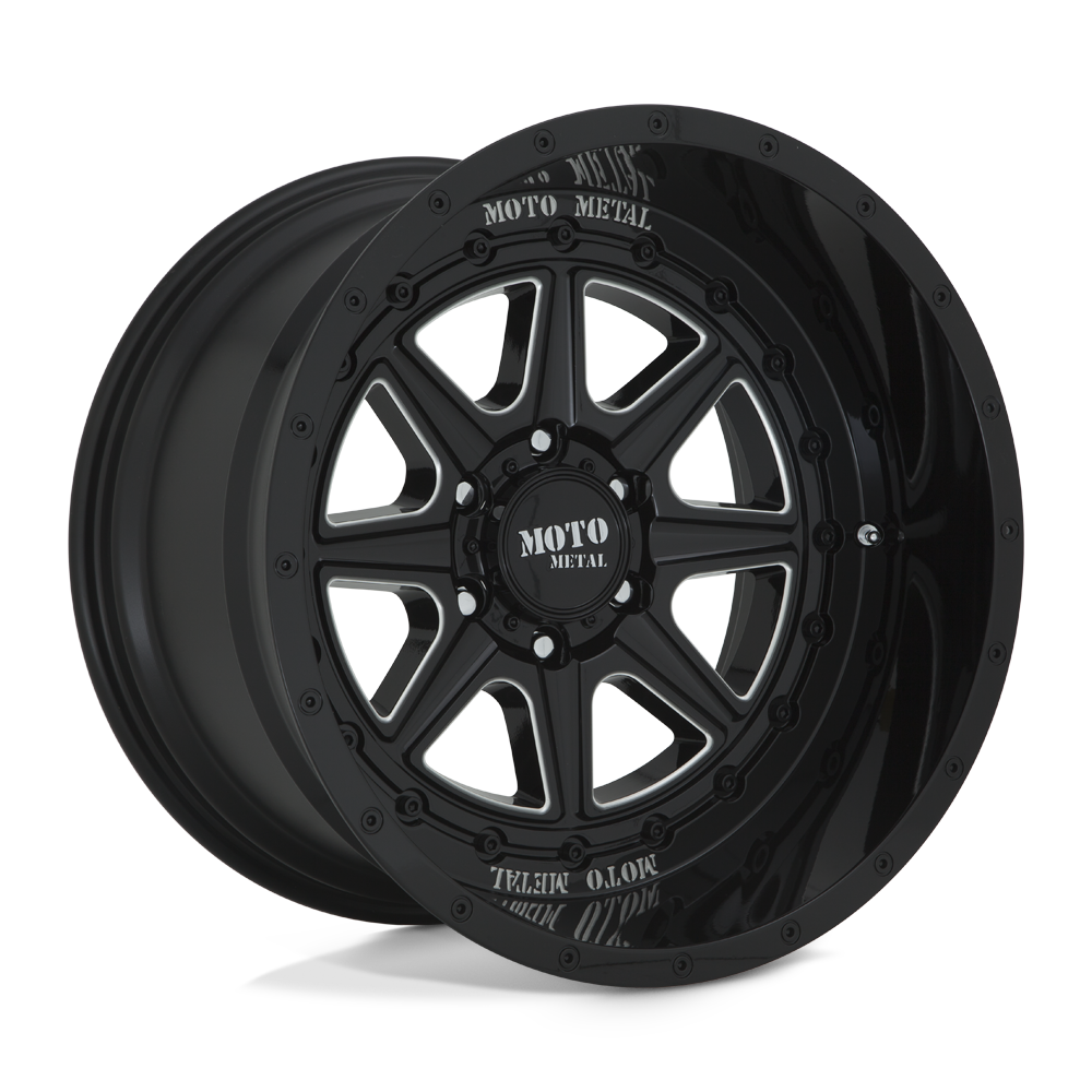 20x10 Moto Metal Offroad Wheels MO801 PHANTOM 5x139.7 -18 offset 78.1 hub BLACK - MO80121085318N