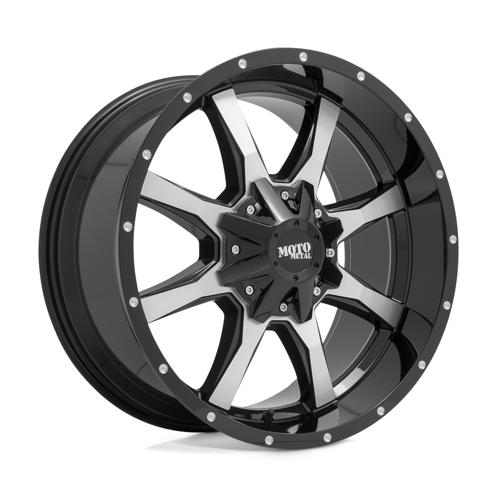 18x10 Moto Metal Offroad Wheels MO970 8x165.1 -24 offset 125.1 hub BLACK - MO97081080324N