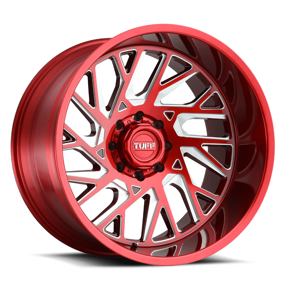 22x12 Tuff Wheels T4B 8x180 -45 offset 125.1 hub RED - 2212T4B-58180R25L