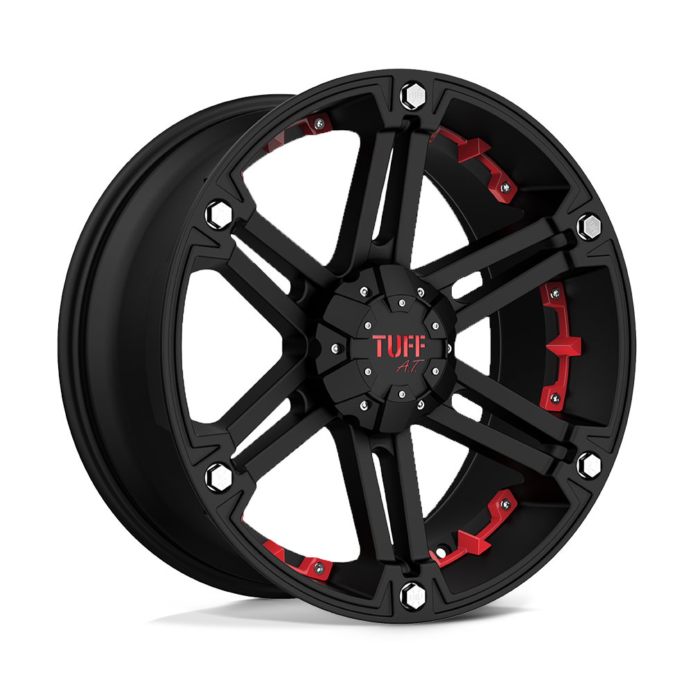 15x8 Tuff Wheels T01 6x139.7 -13 offset 108 hub BLACK - 1580T01-36140M08R