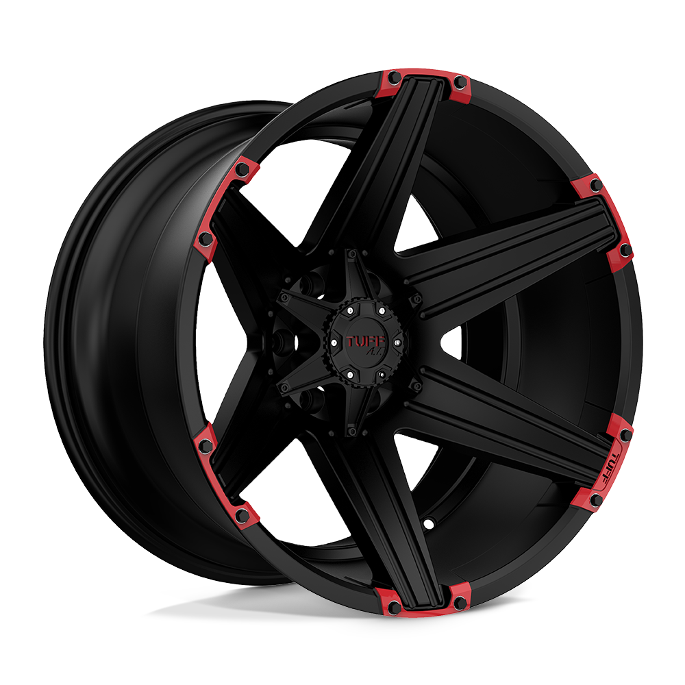 22x12 Tuff Wheels T12 6x139.7 -45 offset 108 hub BLACK - 2212T12-56140M08R