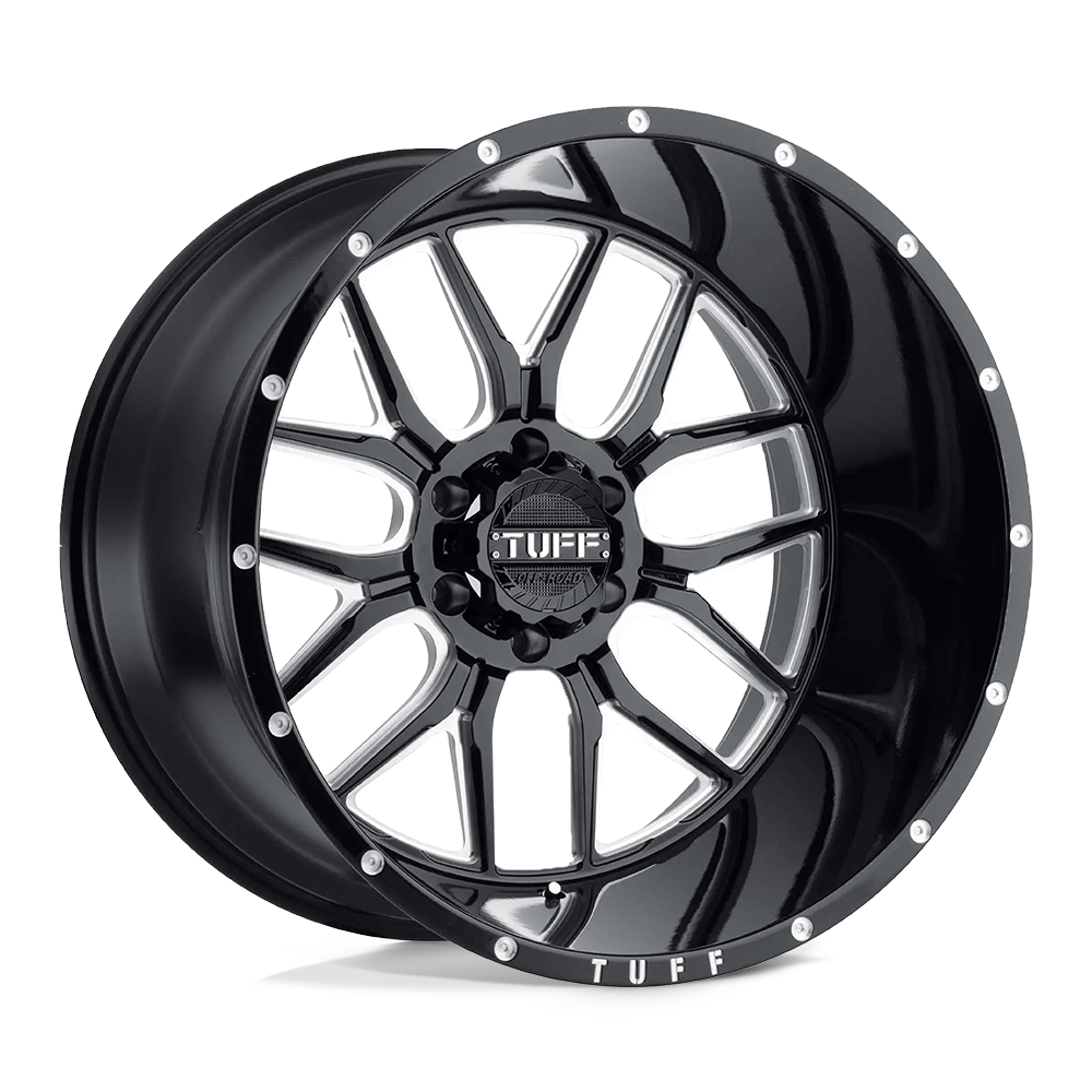 22x14 Tuff Wheels T23 6x139.7 -76 offset 112.1 hub BLACK - 2214T23-66140B12
