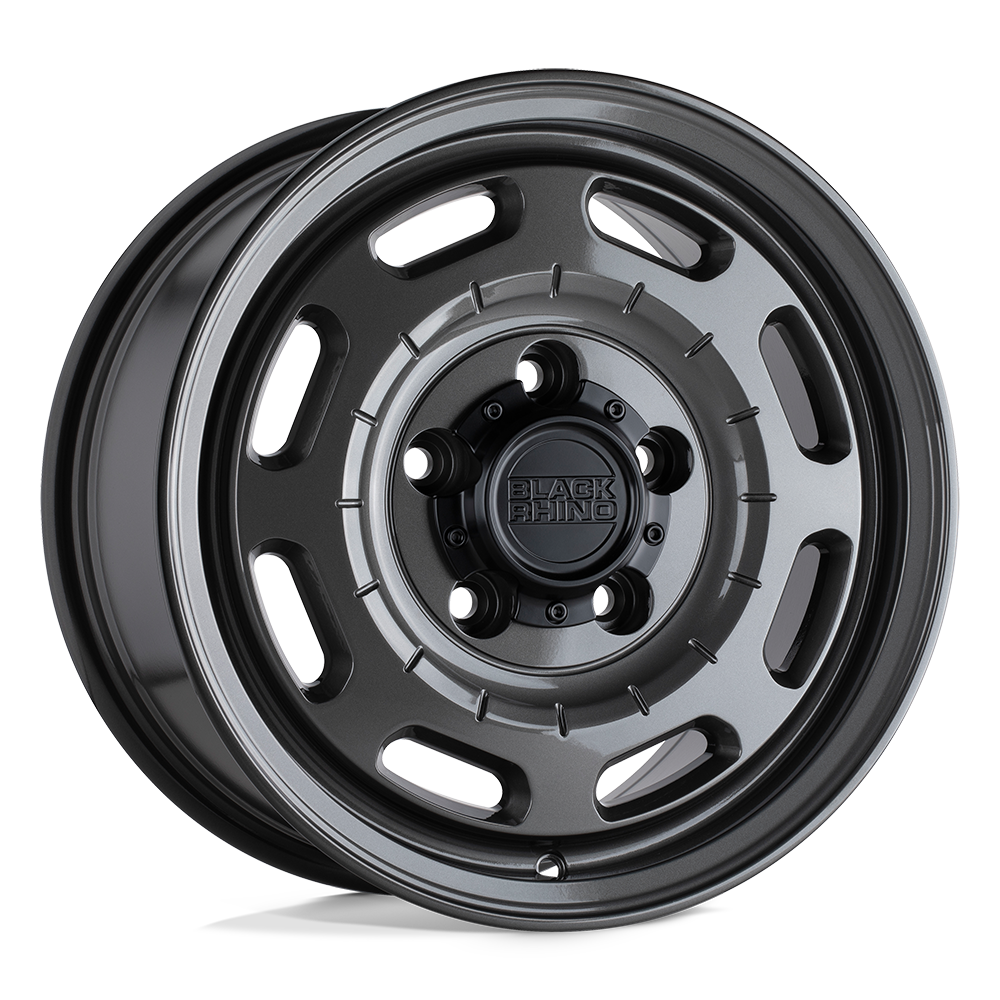 17x8 Black Rhino Hard Alloys BANDOLIER 5x160 45 offset 65.07 hub GRAY - 1780BDR455160G65