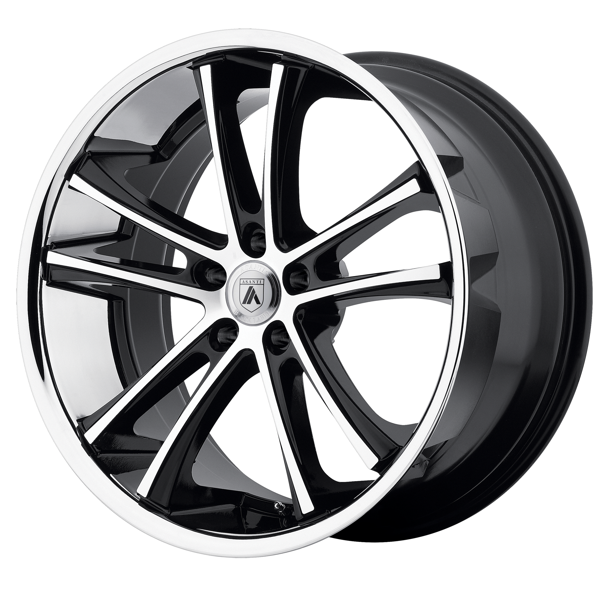 22x10 Asanti Black Label Wheels ABL-1 PEGASI 5x112 35 offset 74.1 hub MACHINED - ABL1-22105635MS