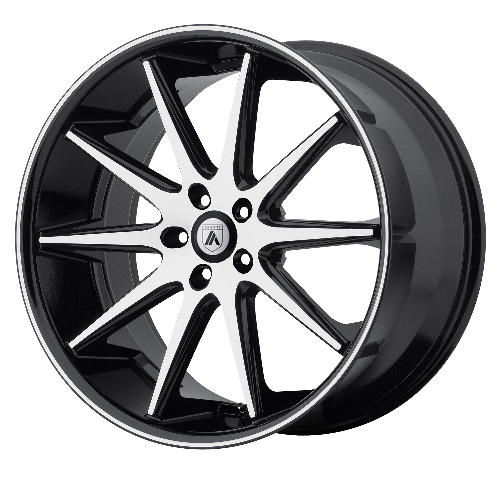 22x9 Asanti Black Label Wheels ABL-4 CAPELLA 5x127 35 offset 74.1 hub MACHINED - ABL4-22905035MB