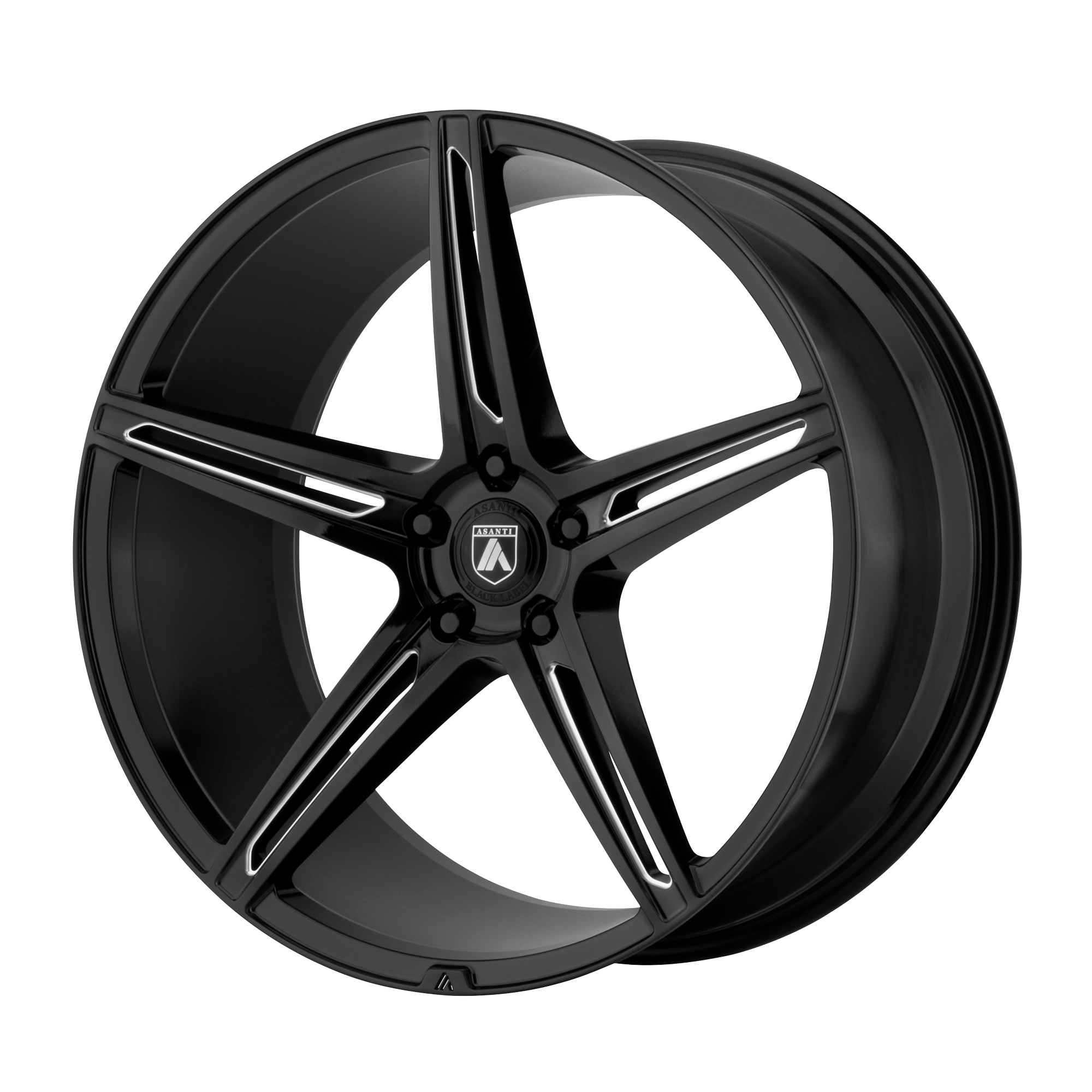 20x8.5 Asanti Black Label Wheels ABL-22 ALPHA 5 5x114.3 20 offset 72.56 hub BLACK - ABL22-20851238BK
