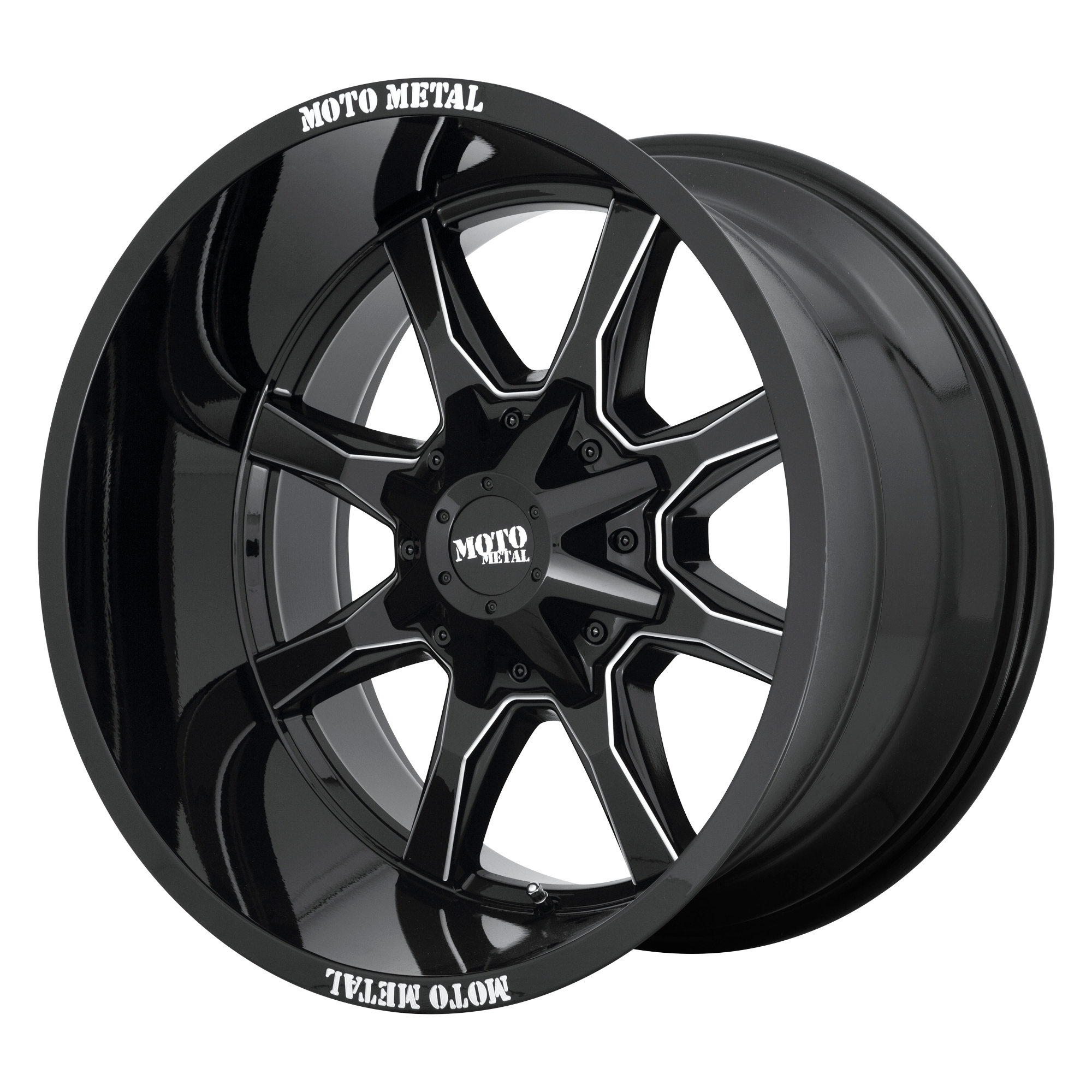 17x8 Moto Metal Offroad Wheels MO970 5x127/5x139.7 0 offset 78.1 hub BLACK - MO970780353B00