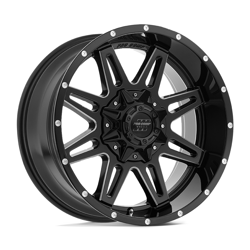 20x9.5 Pro Comp Alloys PA42 BLOCKADE 8x165.1 -6 offset 125.2 hub BLACK - PXA8142-29582