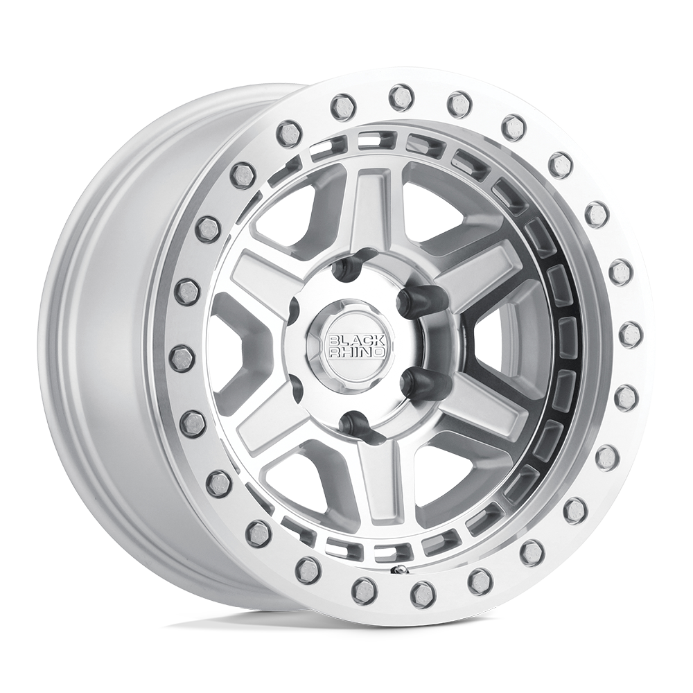 17x8.5 Black Rhino Hard Alloys RENO 5x127 -38 offset 71.5 hub SILVER - 1785REN-85127S71