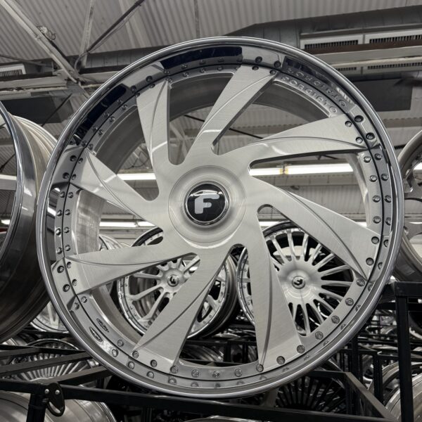 30" Forgiato Wheels Ivettos Brushed Silver Chrome Lip XL Floater Cap 6 lug Wheels Tires Pkg