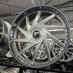 30" Forgiato Wheels Troppo XL Floater Cap Brushed Silver Chrome Lip 6 Lug