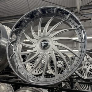 30" Forgiato Wheels Wade XL Floater Cap Brushed Silver Chrome Lip 6 lug