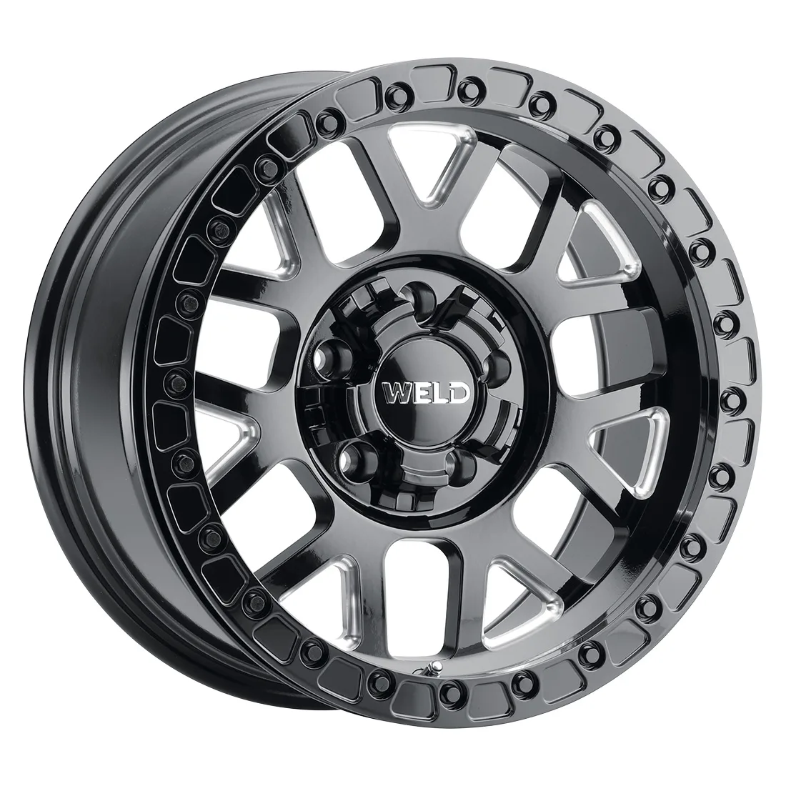 17x10 WELD Off-Road  5x127 Cinch Beadlock Gloss Black Milled -24 offset 87.1 hub W90270057450